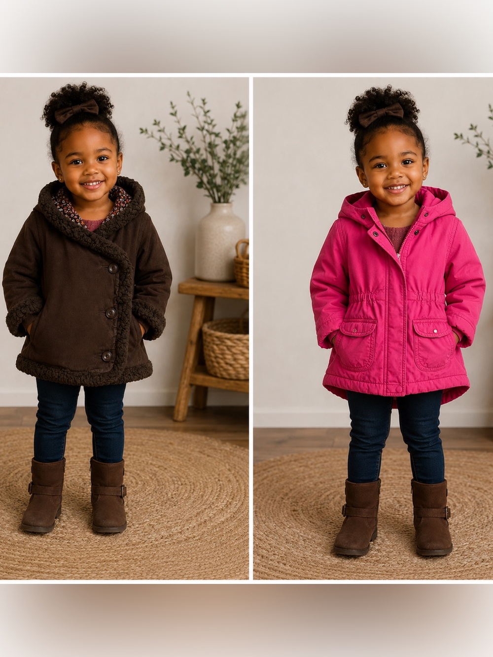 2/$29 Baby Gap Kids Size 3T Dark Brown Fuzzy Coat & Old Navy Bundle